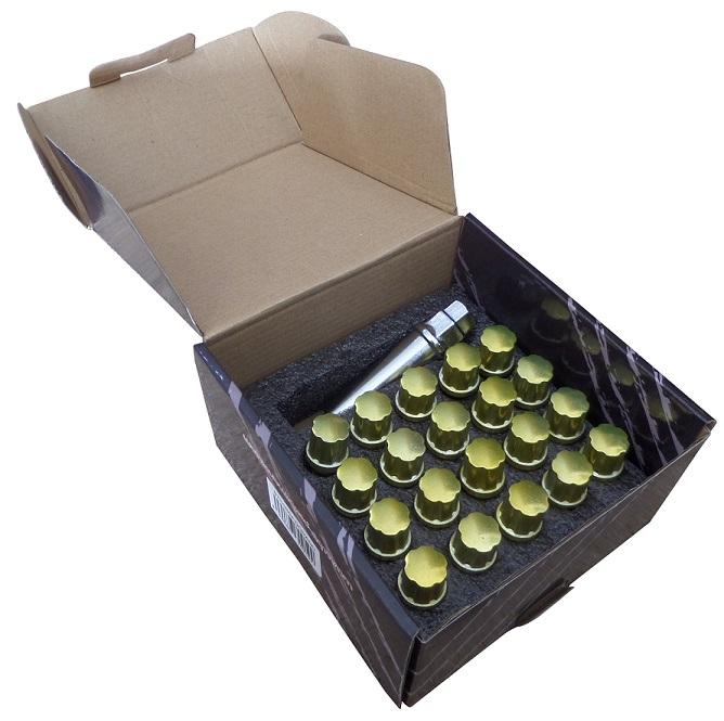 20 TORNILLOS CONICOS RACING M12X1.50 L45 DORADOS