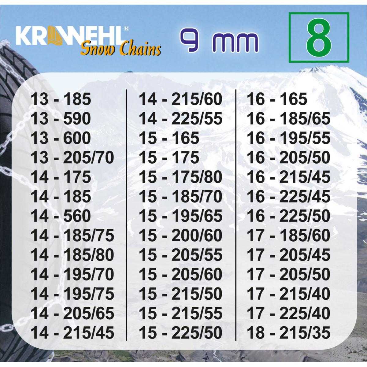 Cadena Nieve Tipo Rombo con Tensor Mecánico - 9 mm grupo 8